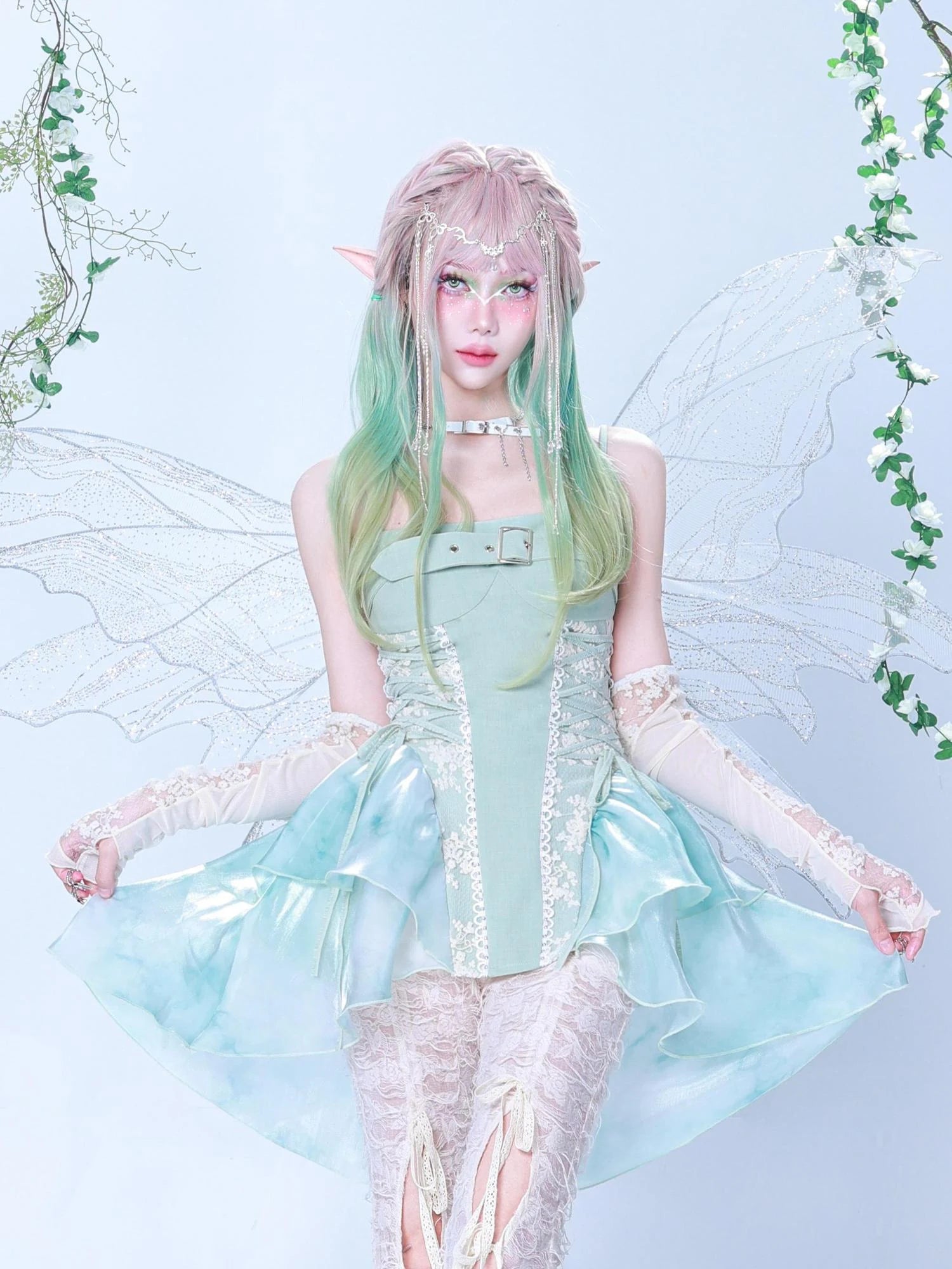 Virtual Orbit Dreamy Fairy Glow Maxi Camisole V-neck T-shirt Long Sleeve