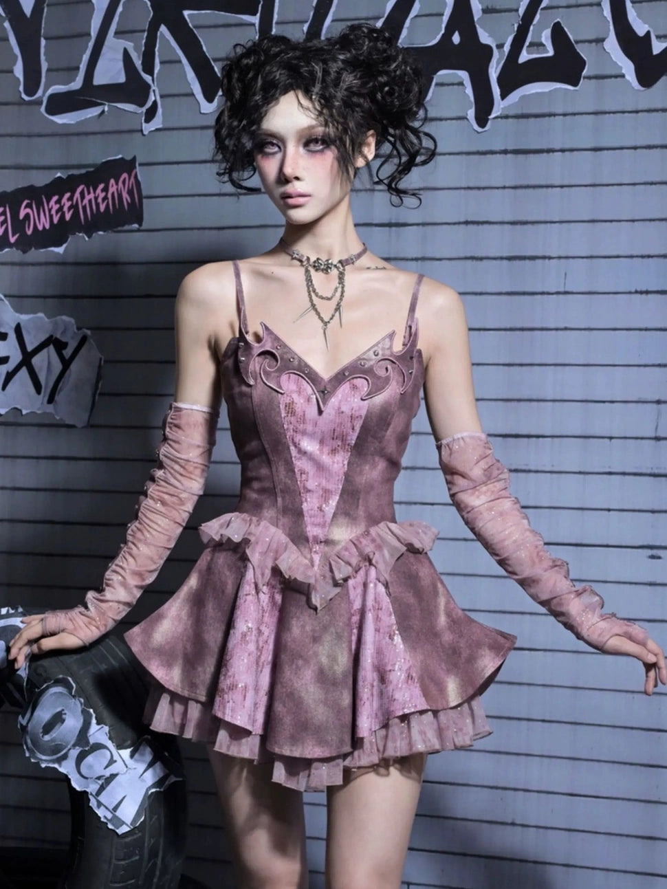 Eroded Heart Butterfly Choker Necklace