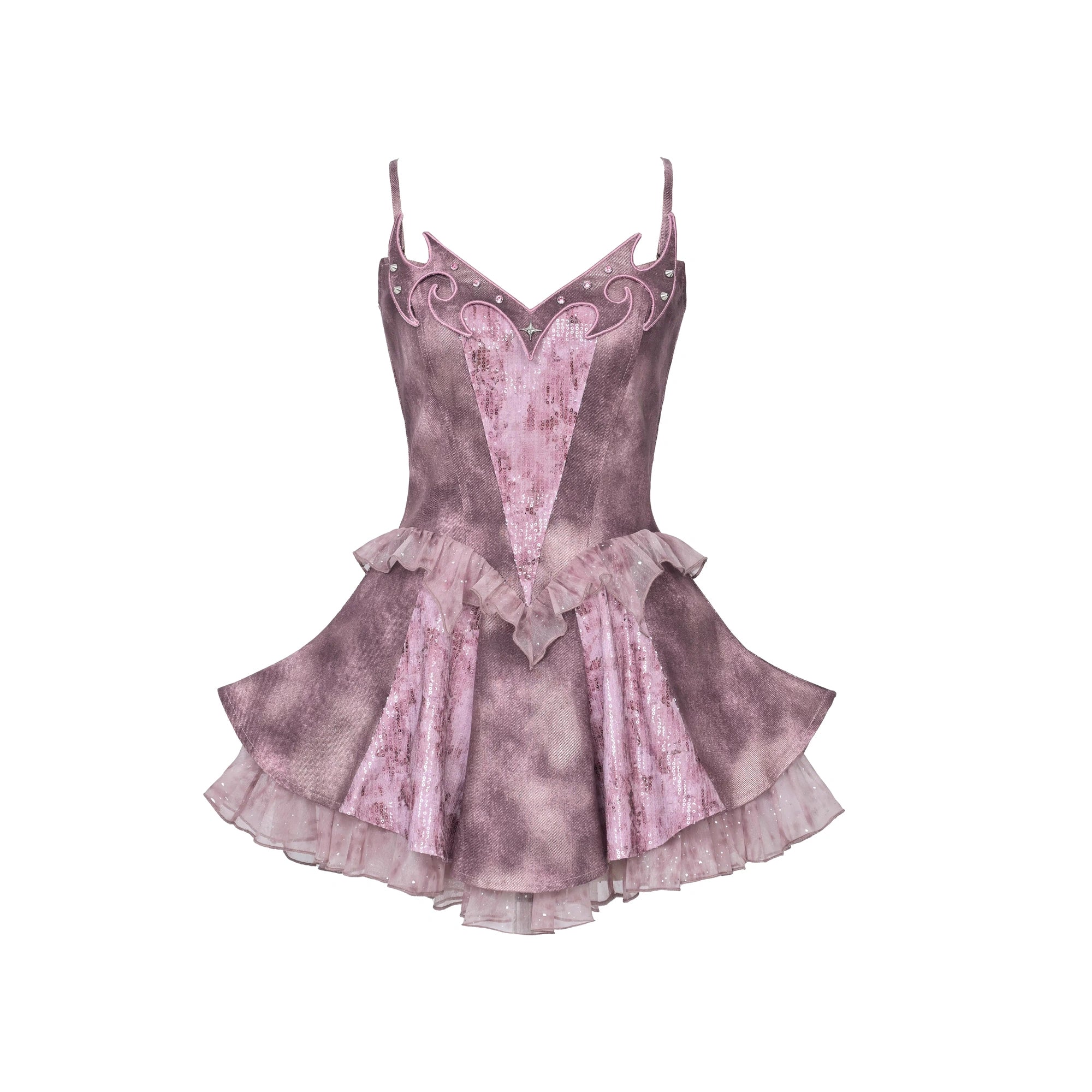 Virtual_Orbit_Eroded_Heart_Butterfly_Punk_Denim_Mini_Dress_V-neck_Long_Sleeve_MISSTT