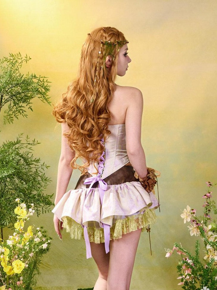 Virtual Orbit Floral Lace Up Boned Corset Slim Fit Women&