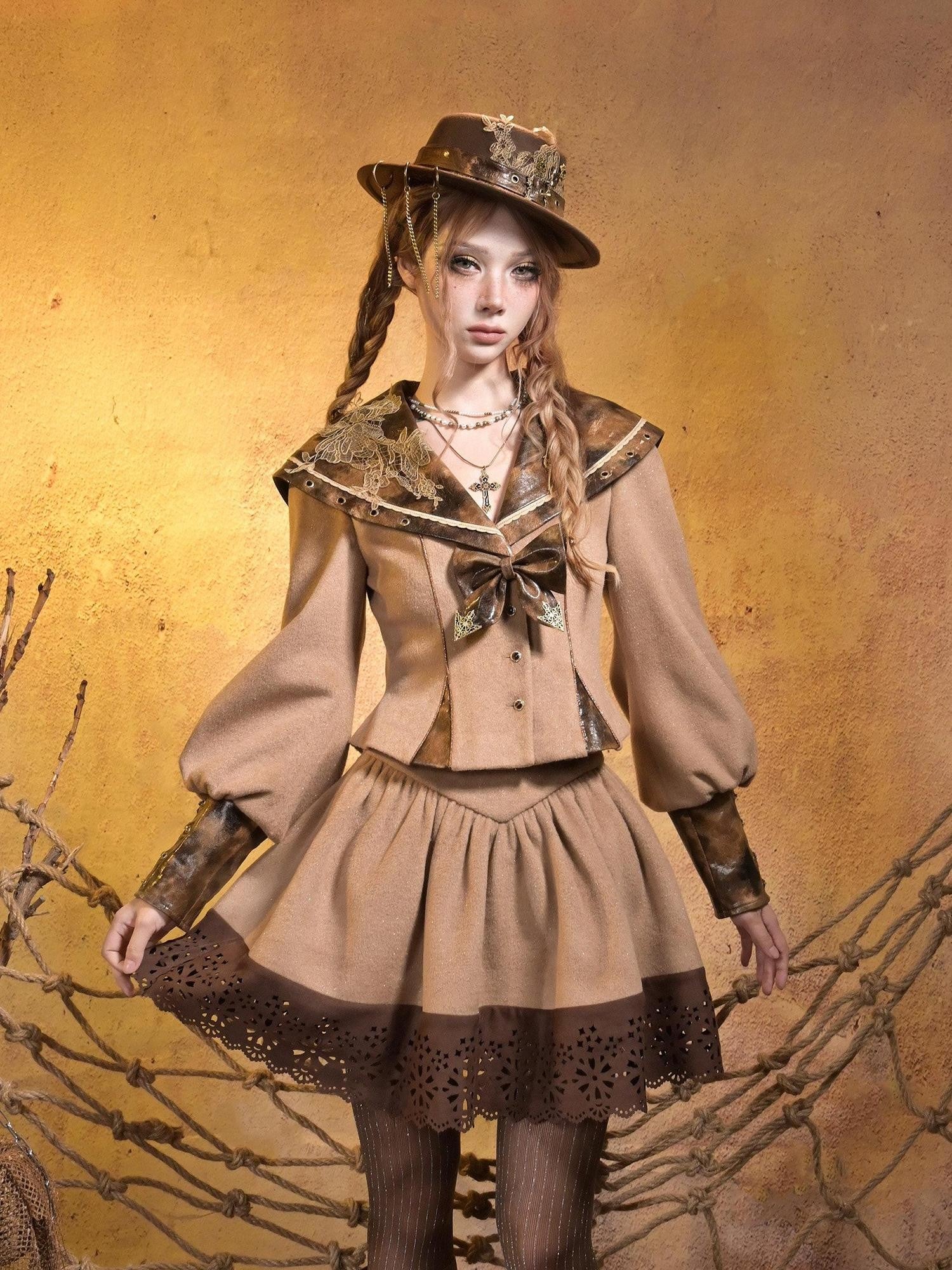 Virtual Orbit Steampunk Vintage Navy Collar Schoolgirl Women&