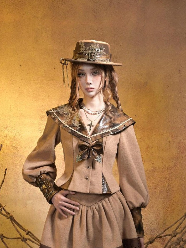 Virtual Orbit Steampunk Vintage Navy Collar Schoolgirl Women&