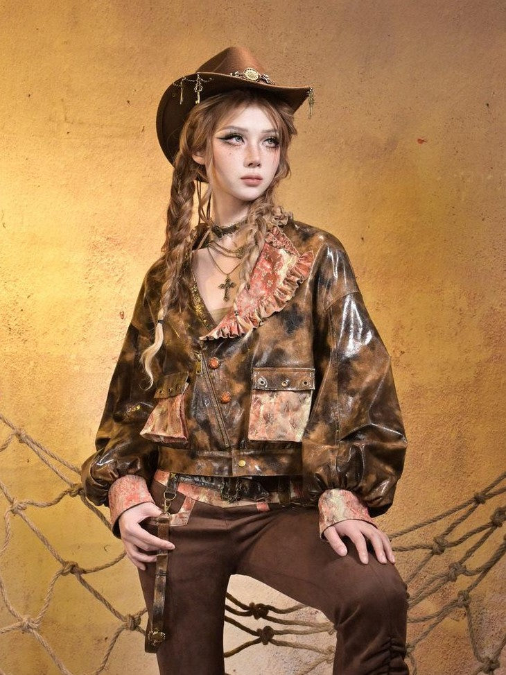 Virtual Orbit Sunken Steampunk Lace Padded Sleeveless Zip Women&
