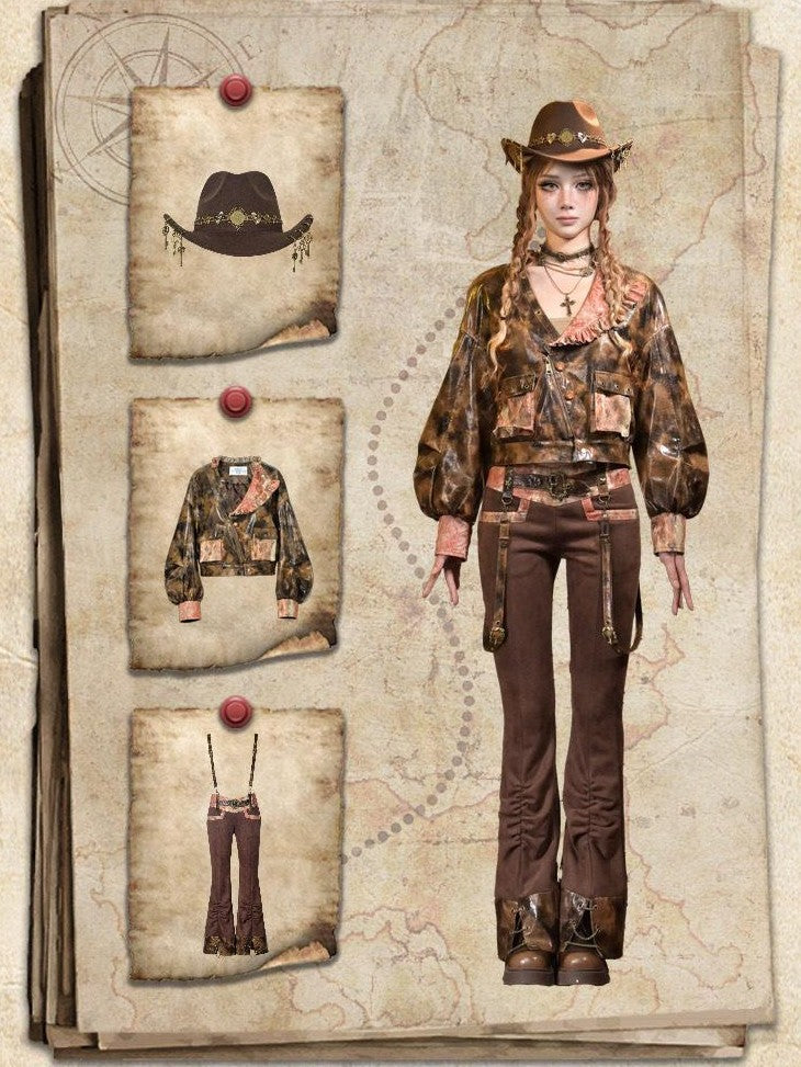 Virtual Orbit Sunken Steampunk Lace Padded Sleeveless Zip Women&