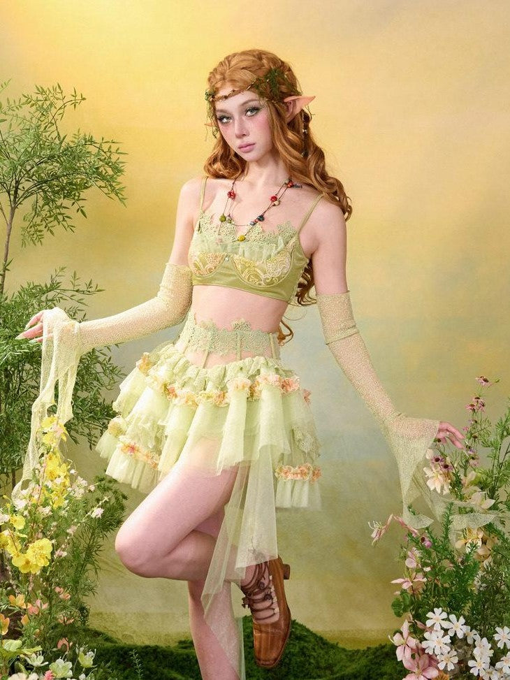 Virtual Orbit Twilight Forest Botanical Floral Slim Crop Women&