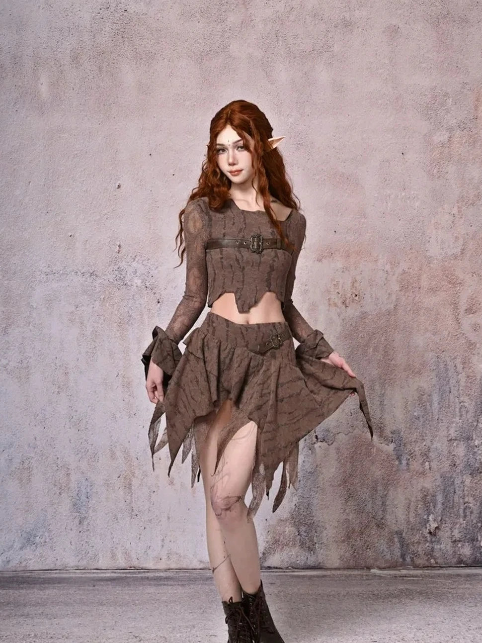 Virtual Orbit Urban Wanderer Distressed Cropped Top