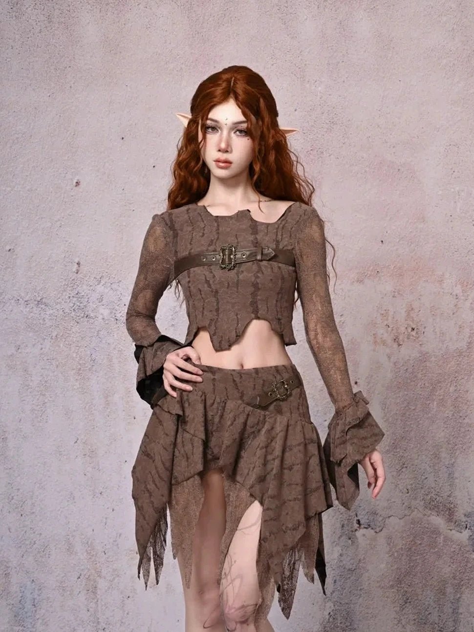 Virtual Orbit Urban Wanderer Distressed Cropped Top