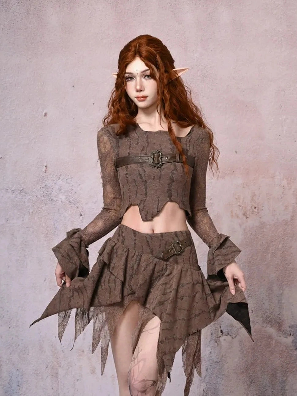Virtual Orbit Urban Wanderer Distressed Cropped Top