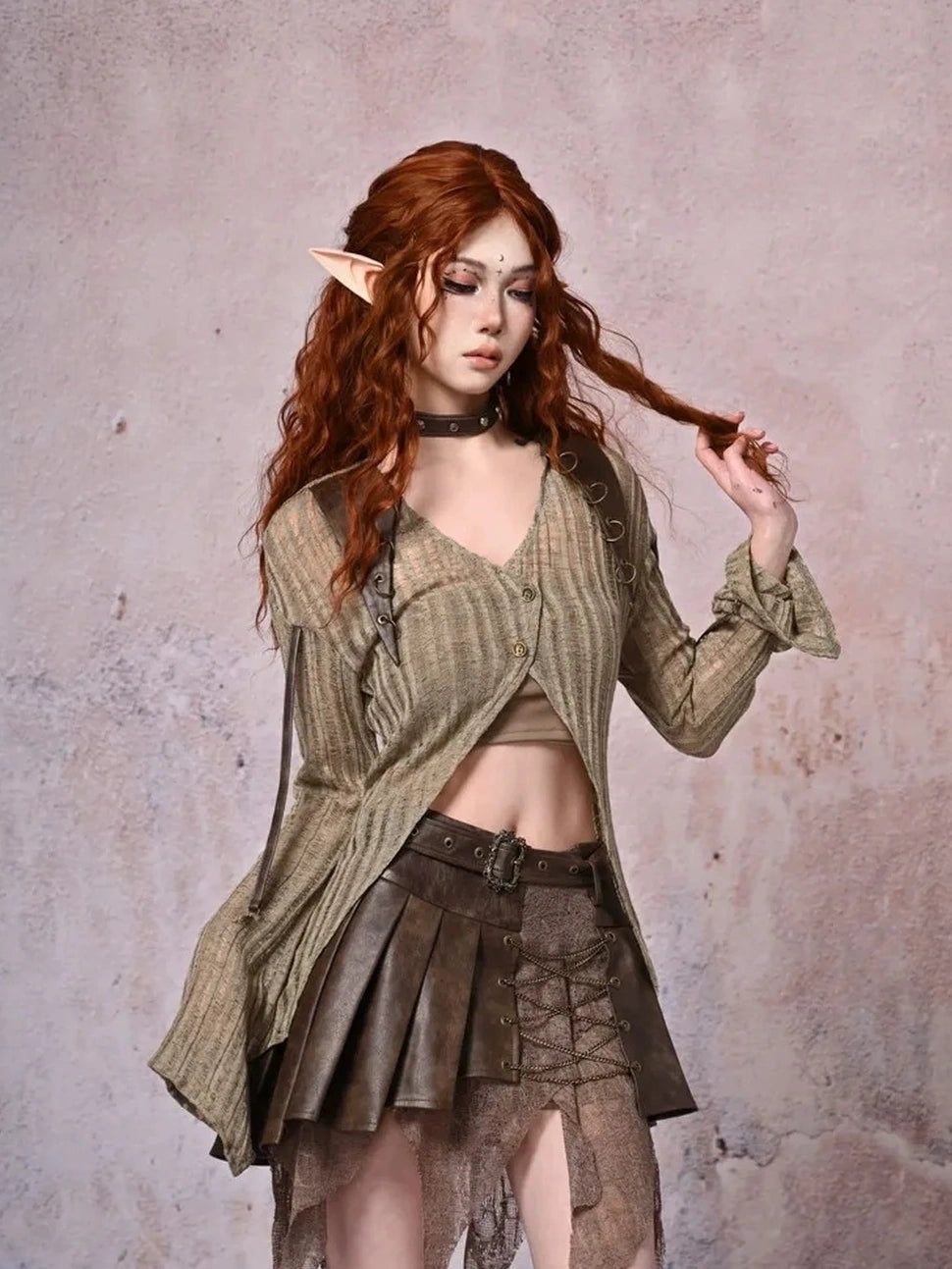 Virtual Orbit Urban Wandering Distressed Knit Cardigan