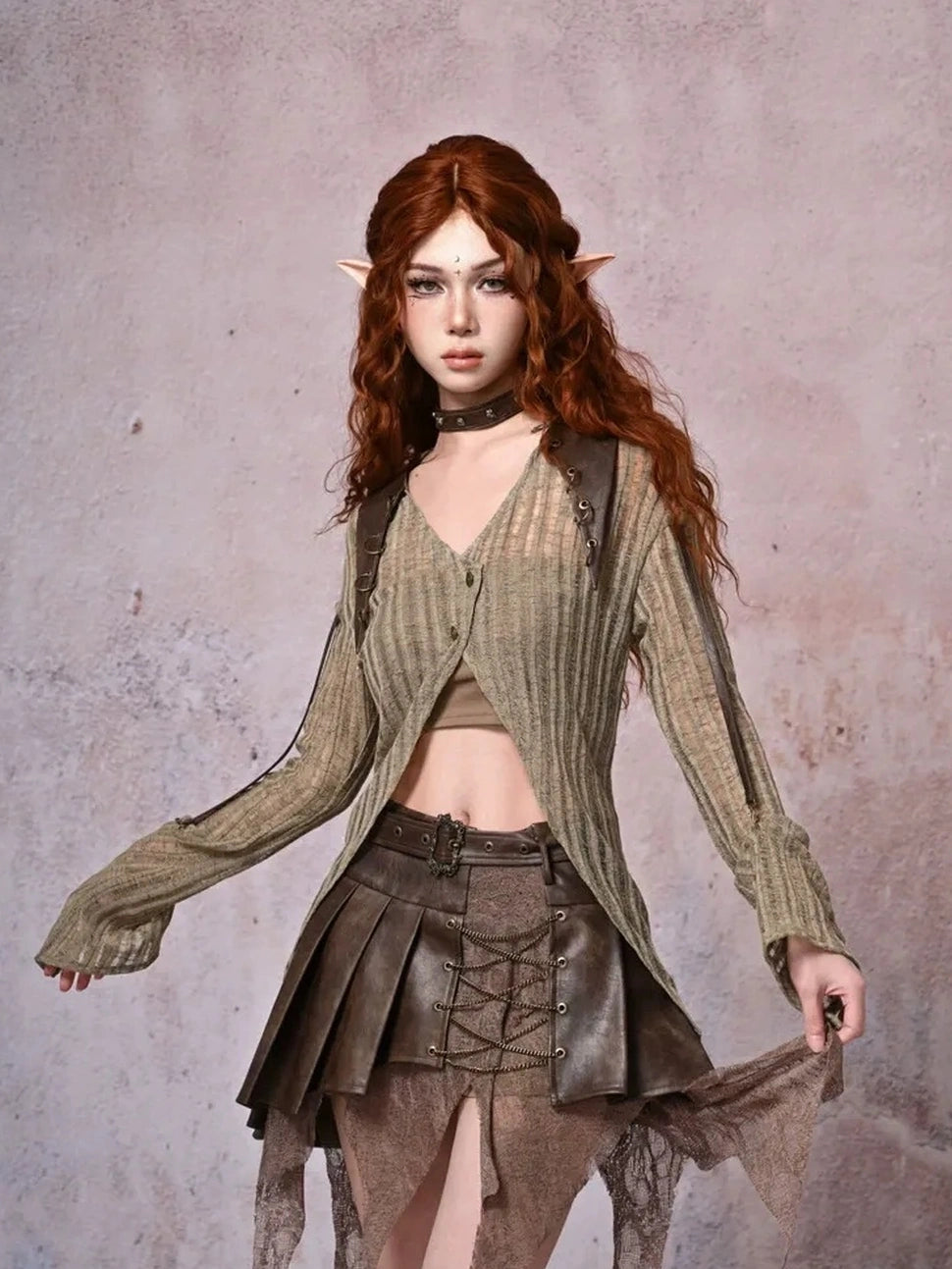 Virtual Orbit Urban Wandering Distressed Knit Cardigan