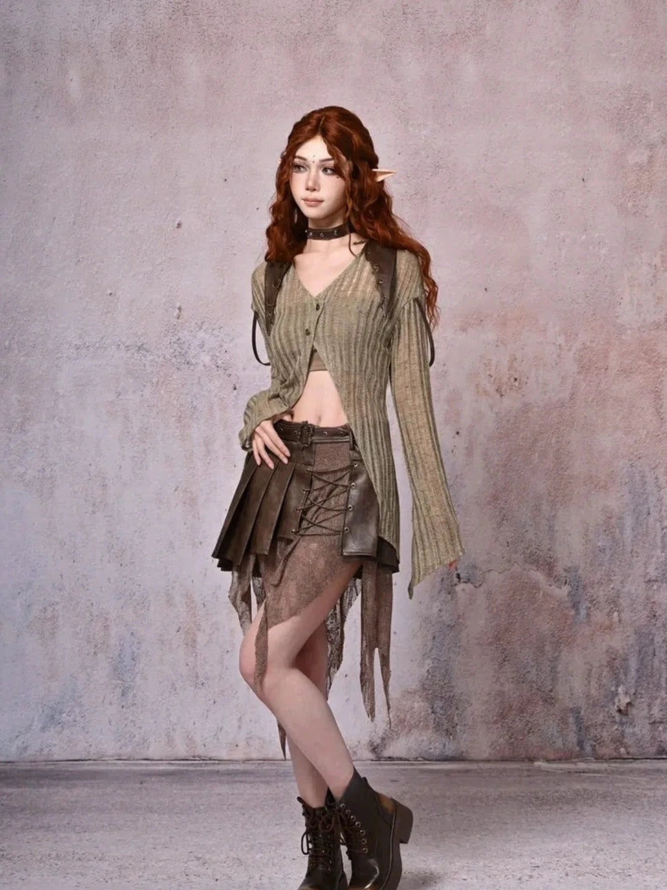 Virtual Orbit Urban Wandering Distressed Knit Cardigan