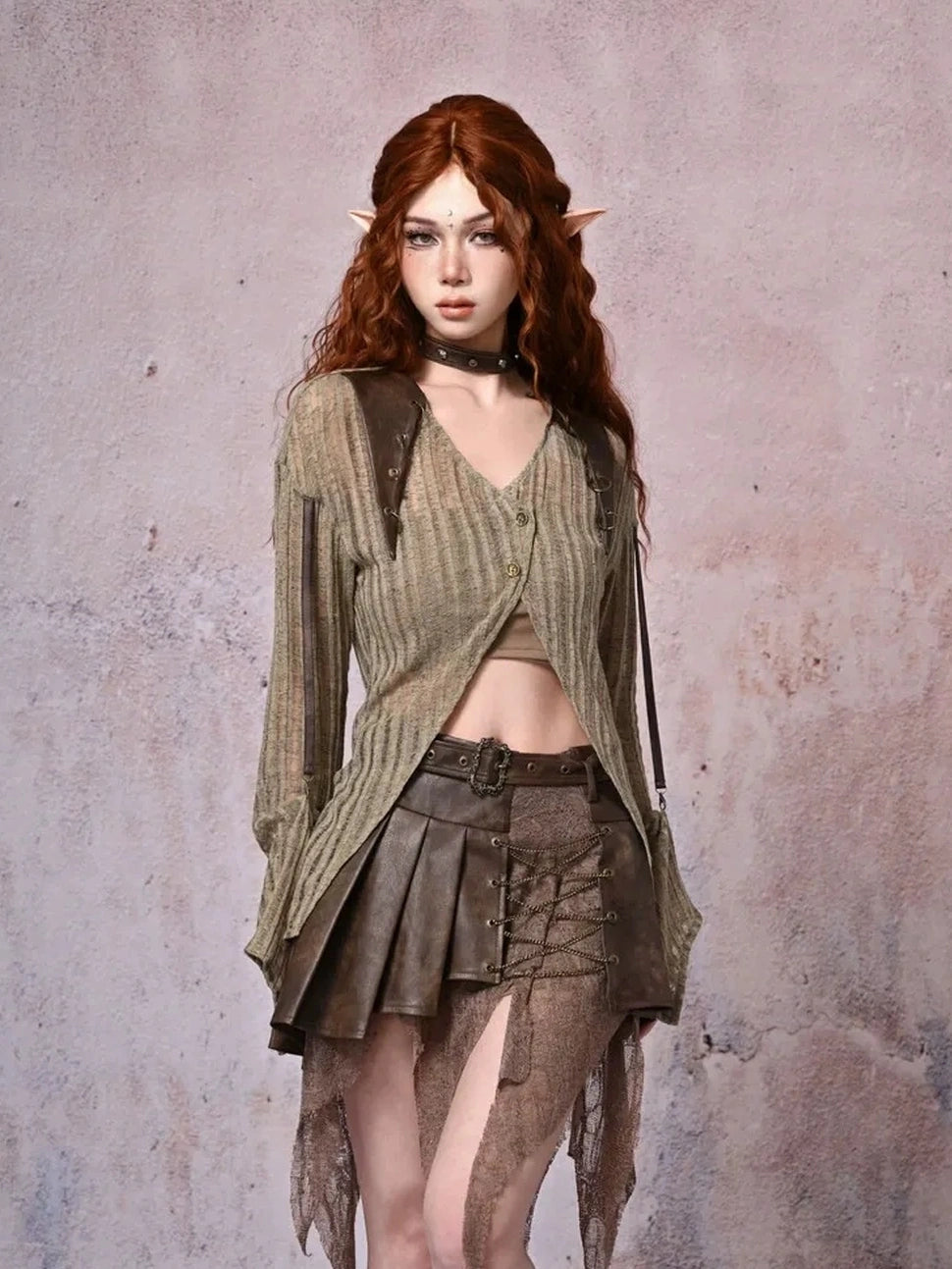 Virtual Orbit Urban Wandering Distressed Knit Cardigan