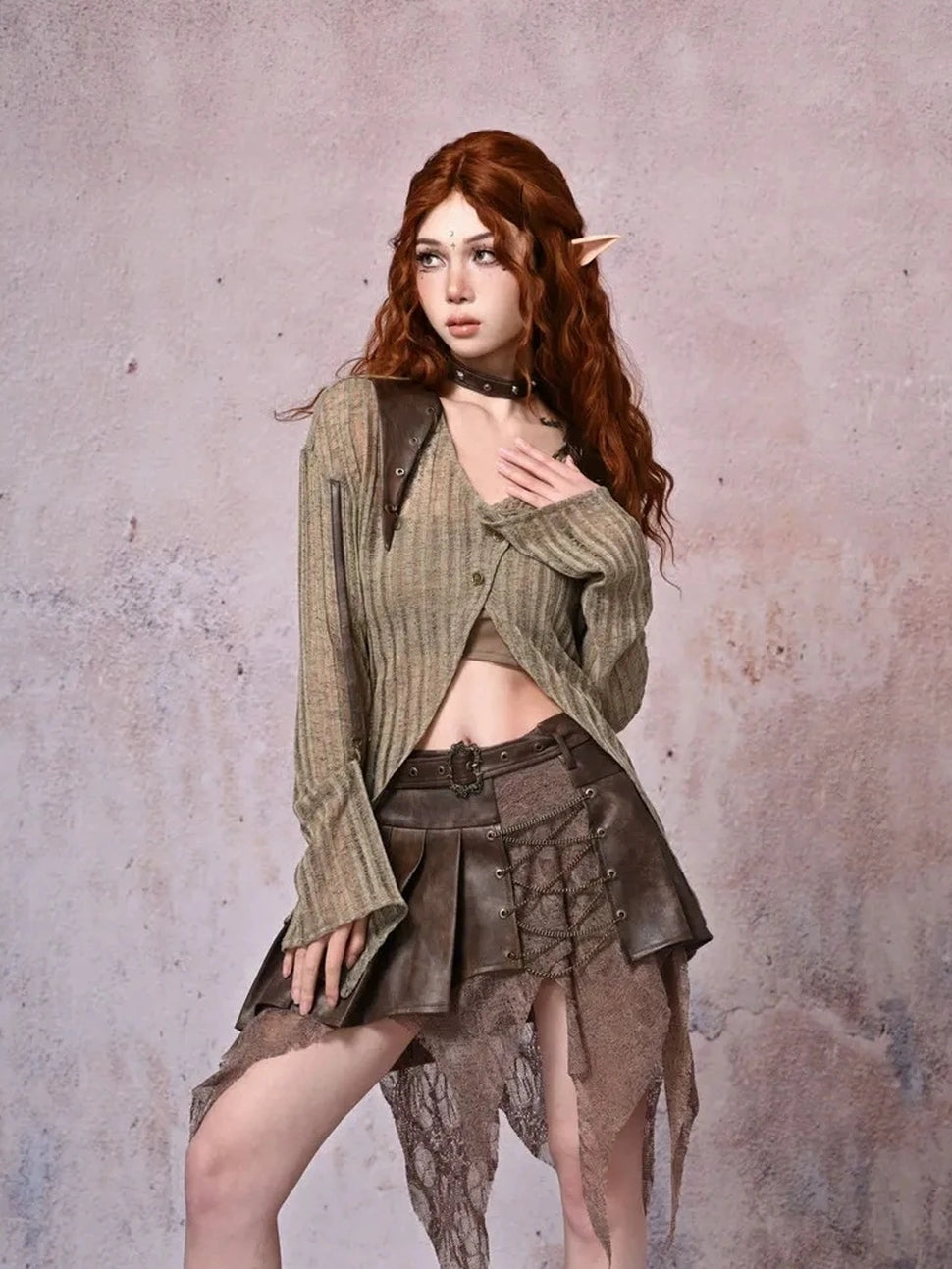 Virtual Orbit Urban Wandering Distressed Knit Cardigan