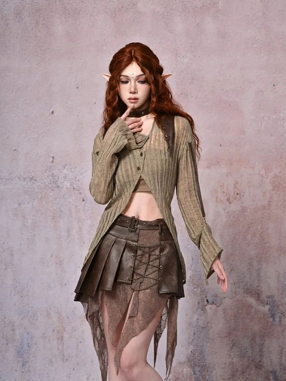 Virtual Orbit Urban Wandering Distressed Knit Cardigan