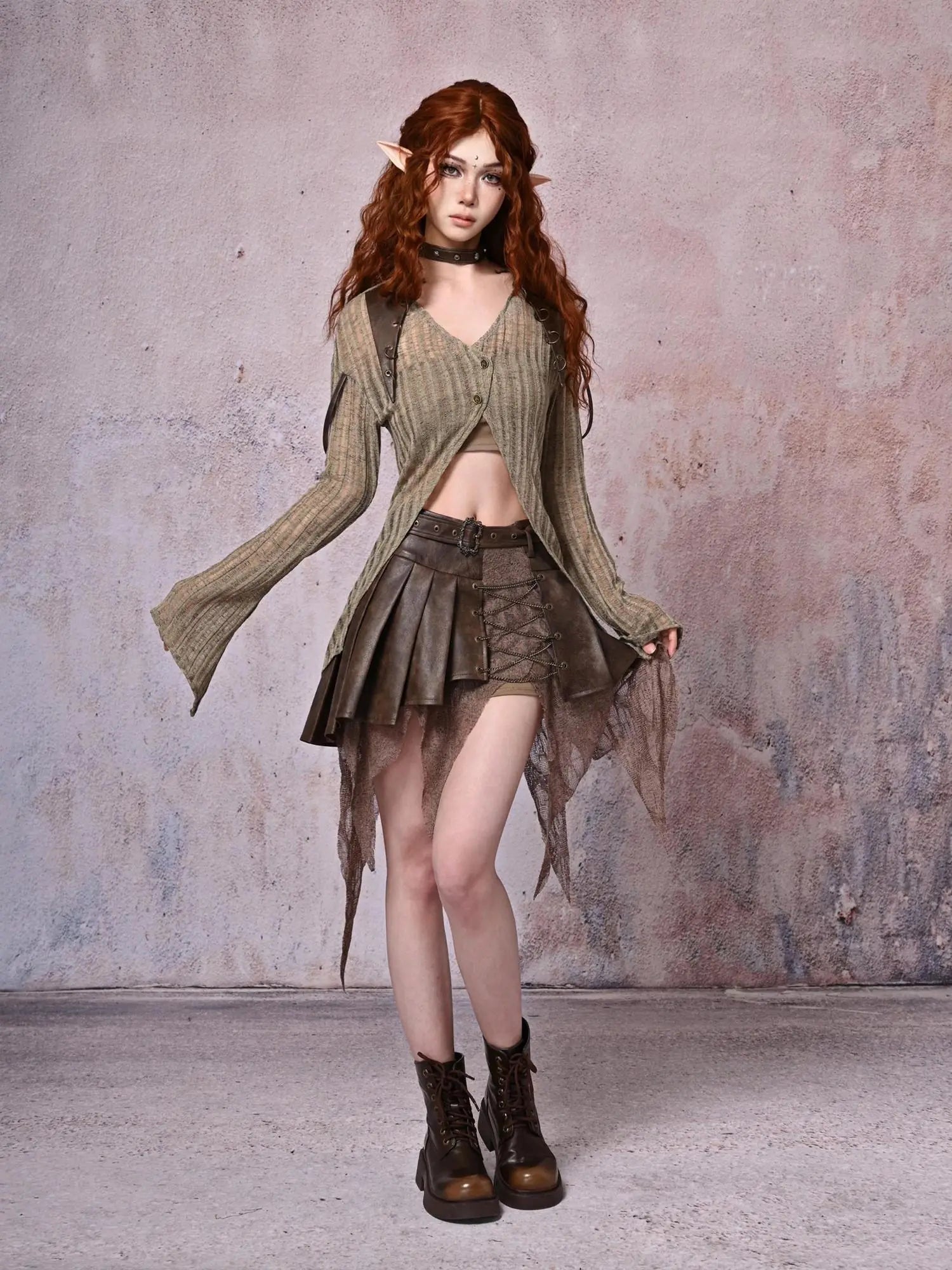 Virtual Orbit Urban Wandering Distressed Knit Cardigan