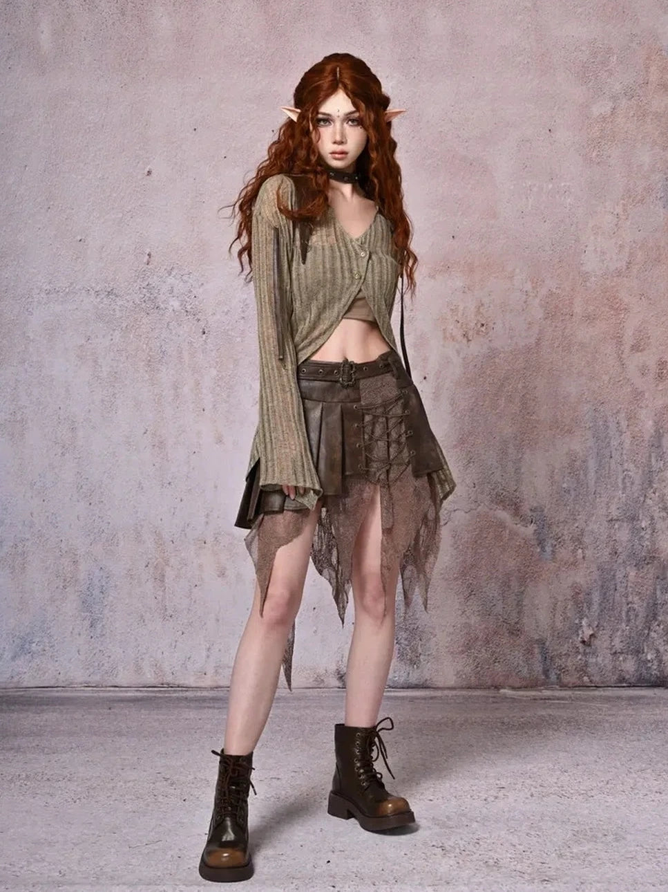 Virtual Orbit Urban Wandering Distressed Knit Cardigan