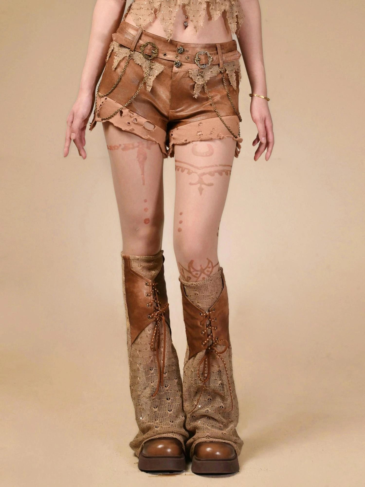 Virtual Orbit Vintage Distressed Knit Leg Warmer