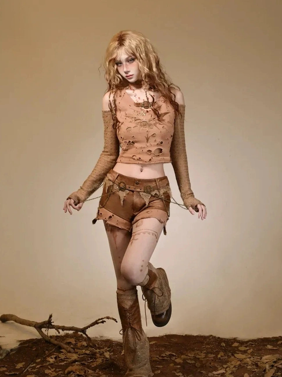 Virtual Orbit Vintage Distressed Knit Leg Warmer