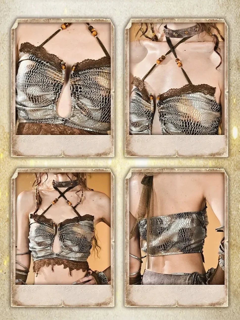 Virtual Orbit Vintage Snake Tribal Bandage Bustier Top