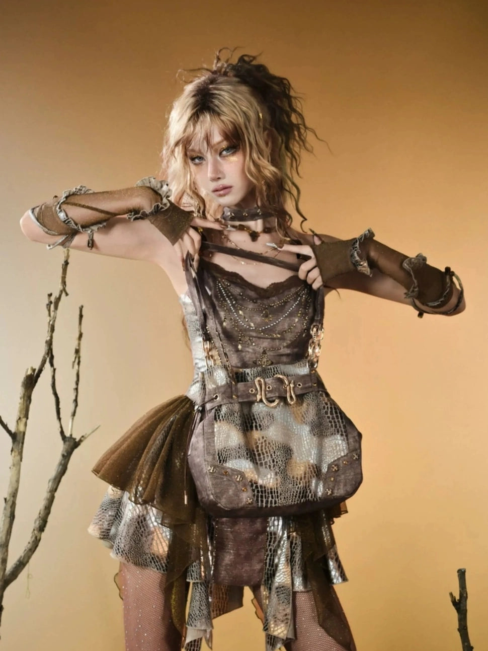 Virtual Orbit Vintage Y2 K Snake Print Underarm Crossbody Bag