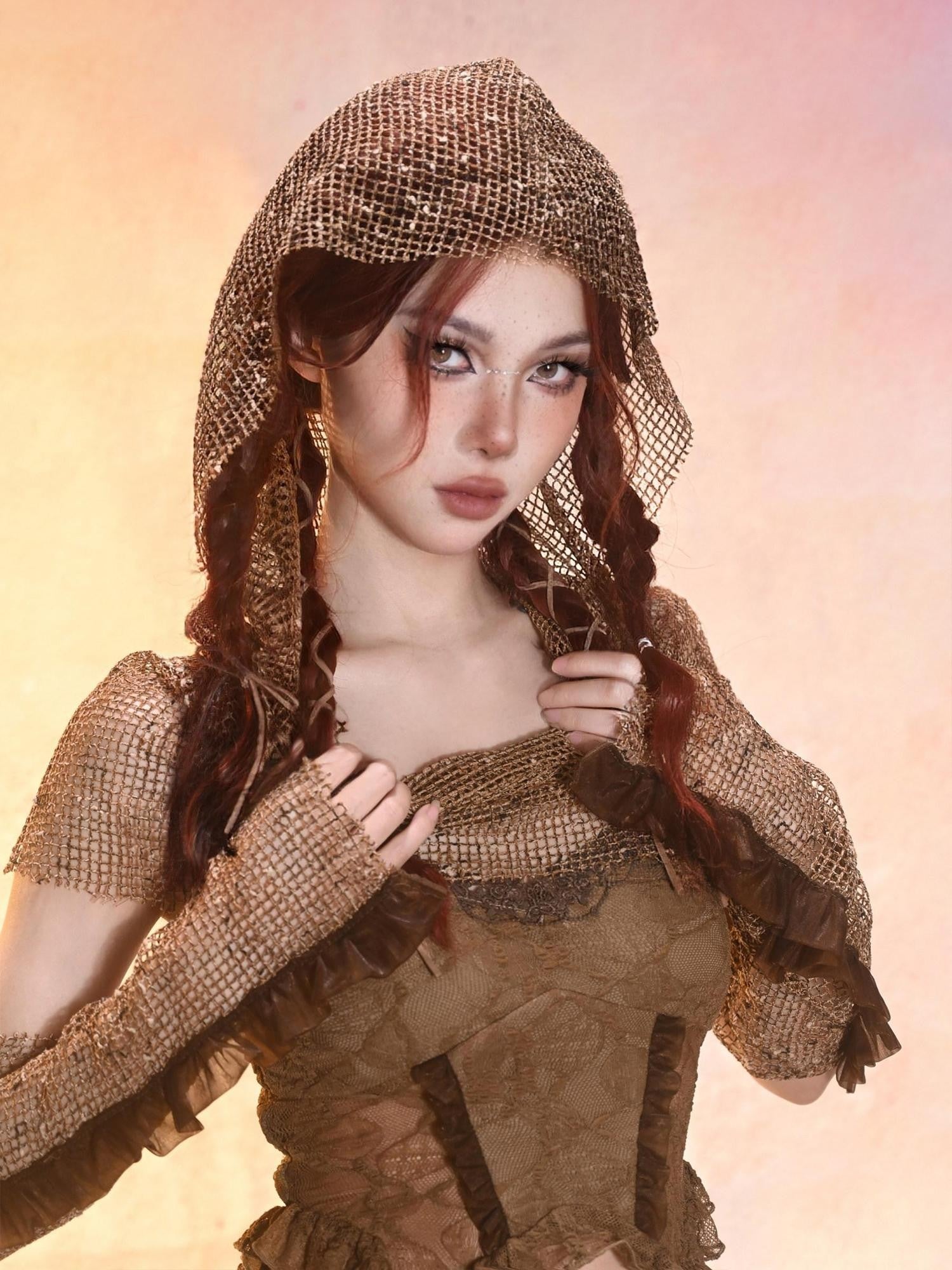Virtual Orbit Wasteland Dune Distressed Mesh Retro Women&