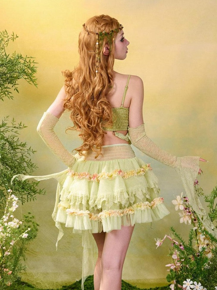 Virtual Orbit Woodland Lace Jacquard Tulle Puff Tassel Women&