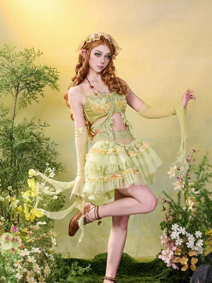 Virtual Orbit Woodland Lace Jacquard Tulle Puff Tassel Women&