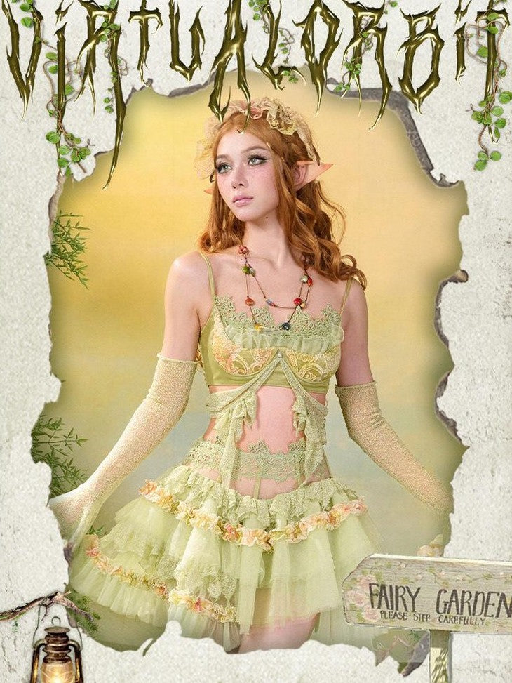 Virtual Orbit Woodland Lace Jacquard Tulle Puff Tassel Women&