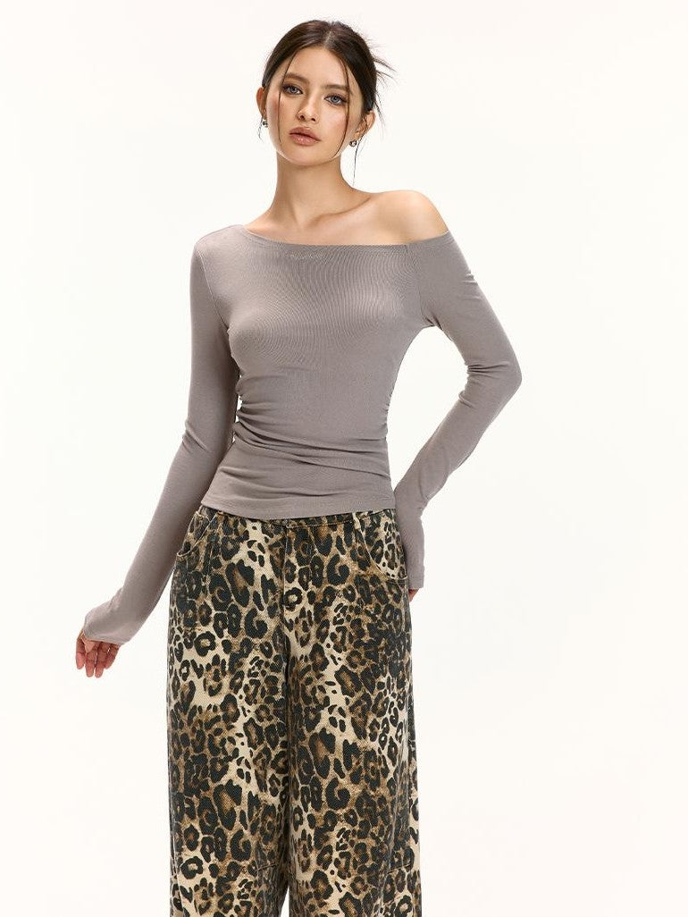 Vone SheeE American Retro Asymmetrical Shoulder Solid Slim Fit Women&