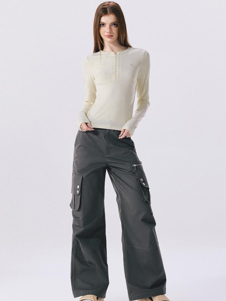 Vone SheeE American Retro Half Zip Slim Fit Women&