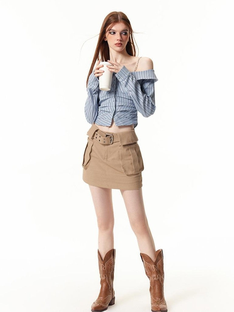 Vone SheeE Blue Striped Slim Fit Long Sleeve Women&