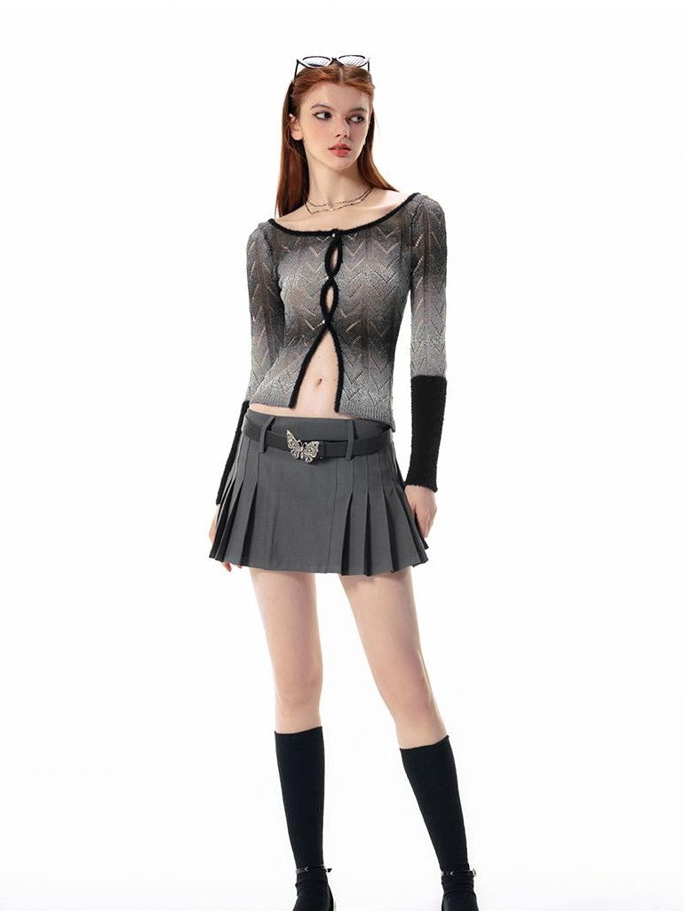 Vone SheeE Color Block Gradient Hollow Out Scoop Neck Women&