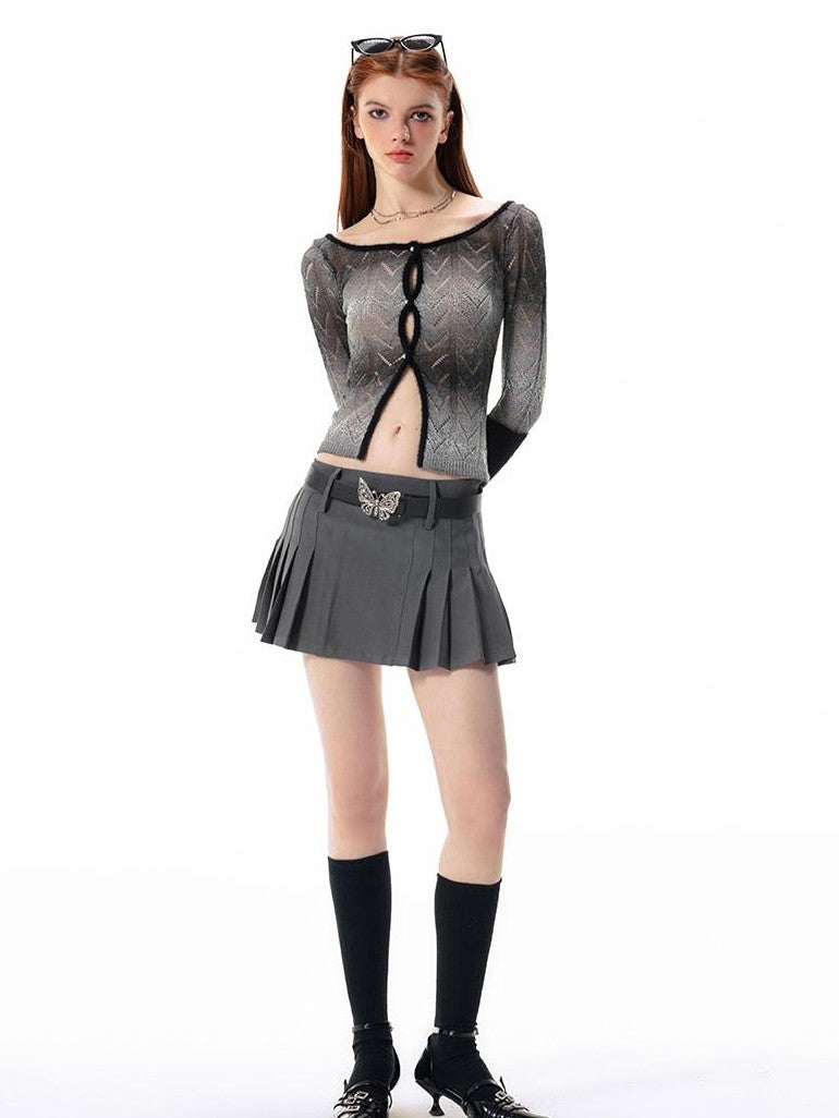 Vone SheeE Color Block Gradient Hollow Out Scoop Neck Women&
