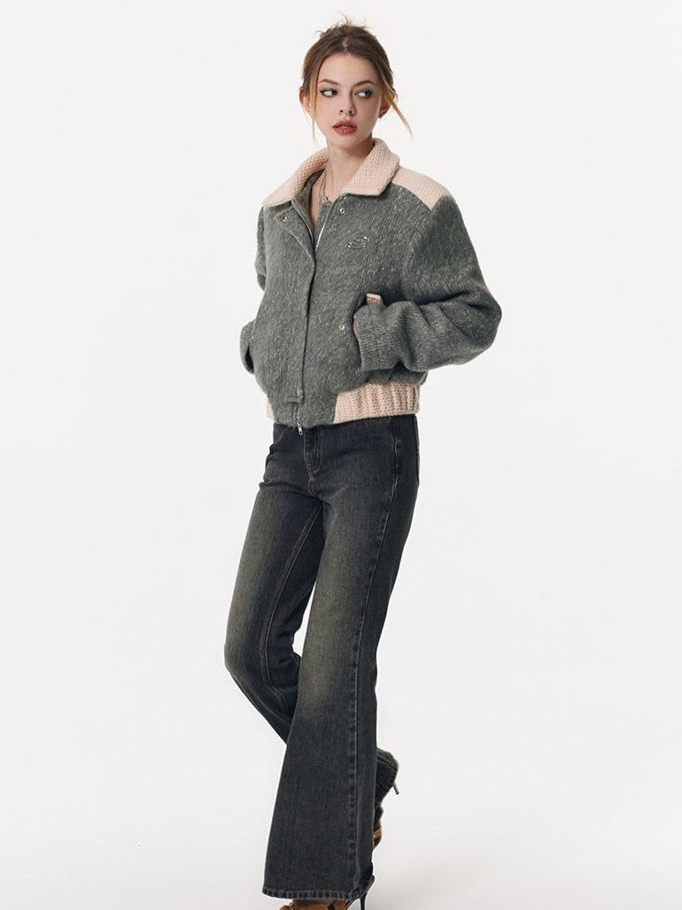 Vone SheeE Color Block Plaid Padded Quilted Zip Up Women&