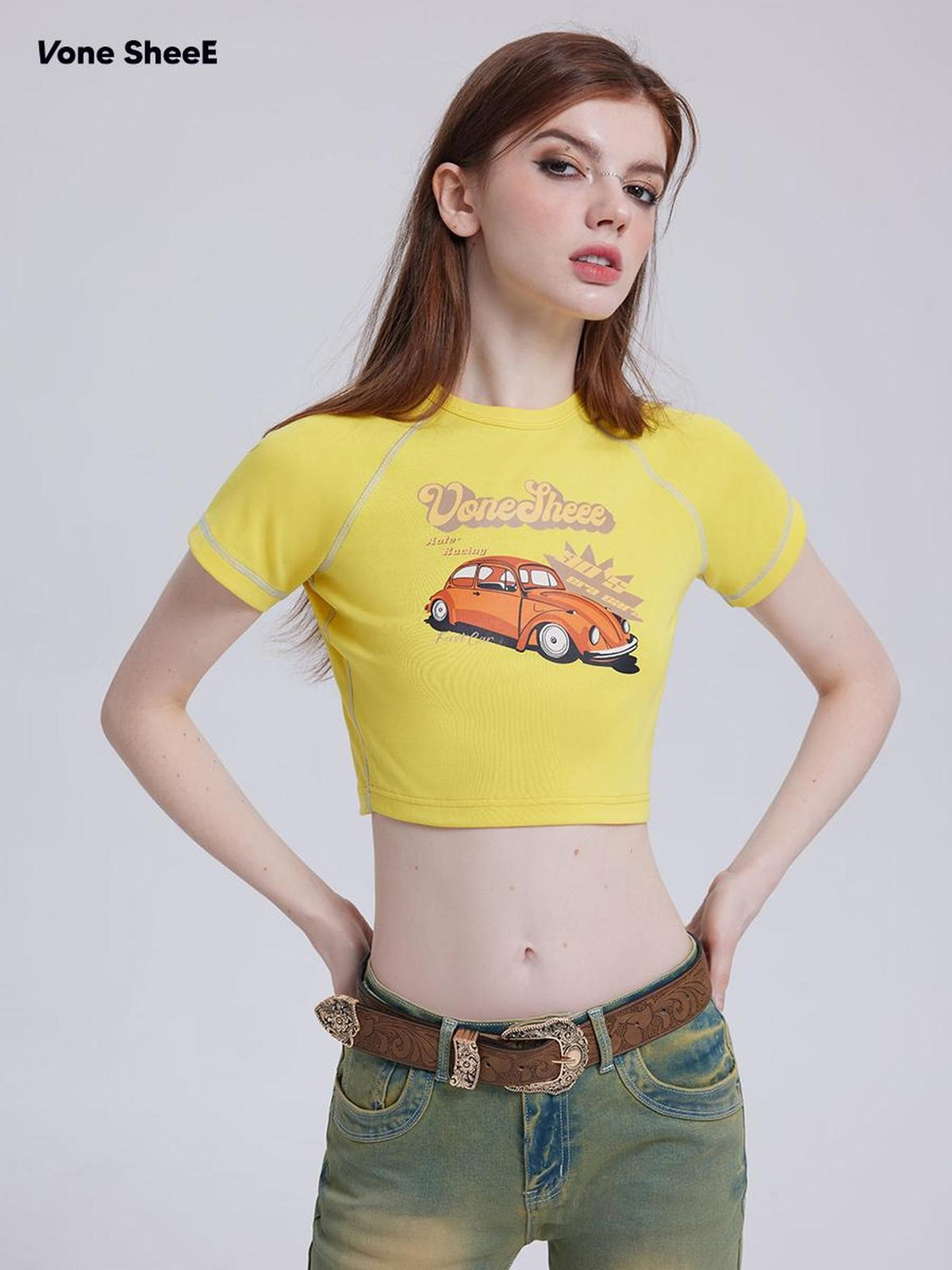 Vone SheeE Colorblock Print Short Sleeve Women&