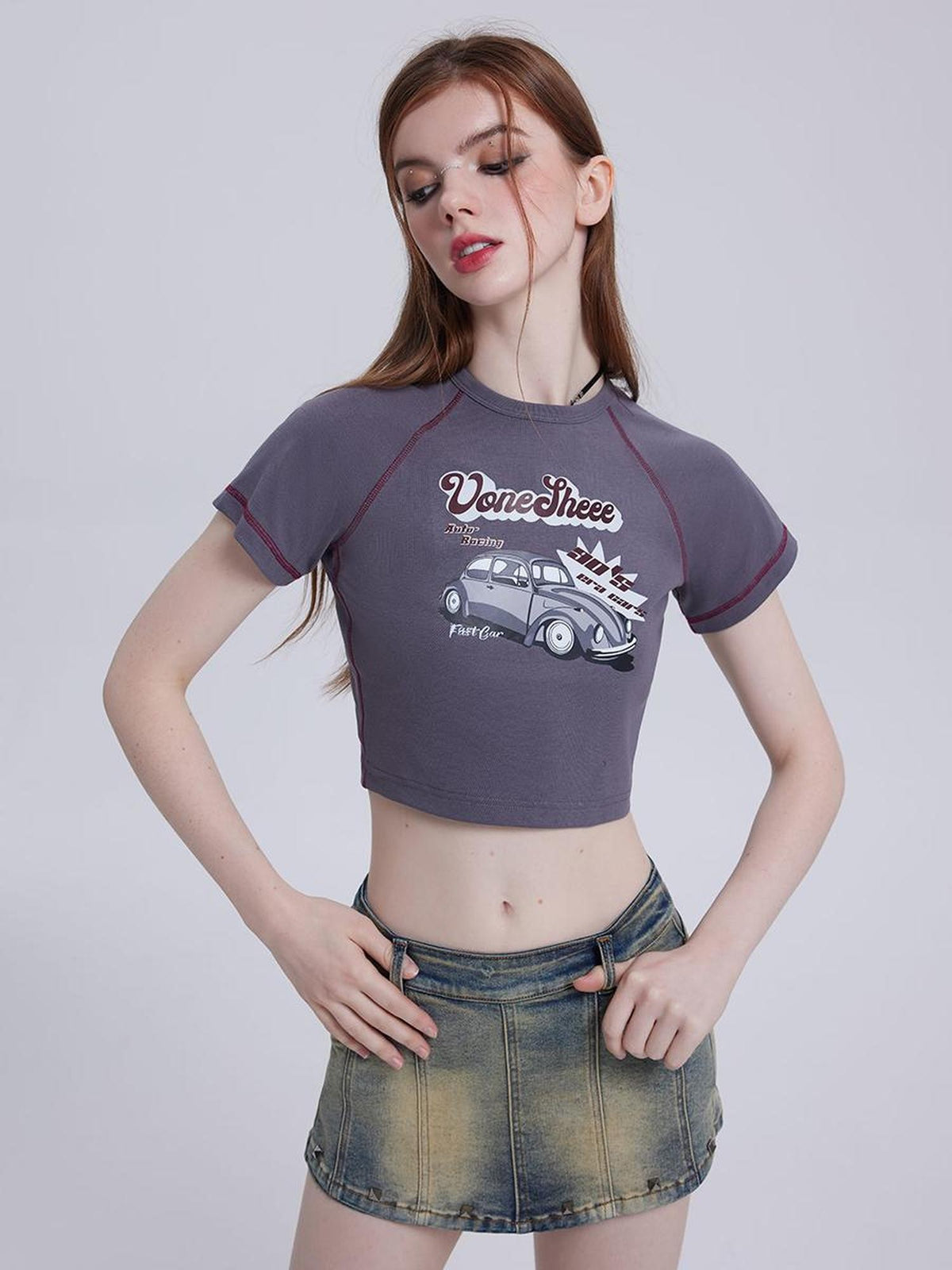 Vone SheeE Colorblock Print Short Sleeve Women&