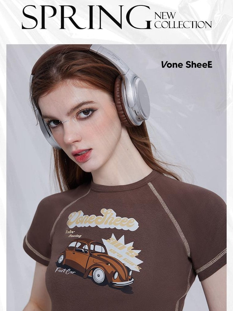 Vone SheeE Colorblock Print Short Sleeve Women&
