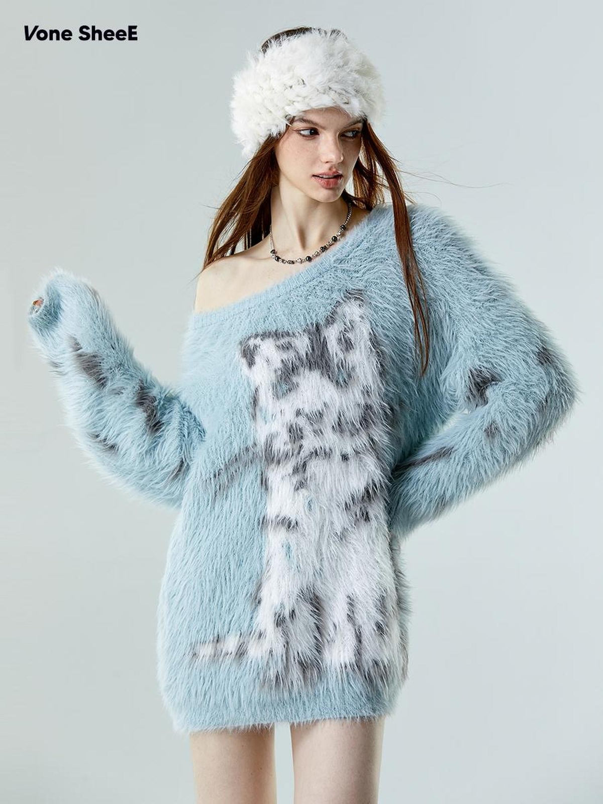 Vone SheeE Cute Cat Animal Print Loose Fit Women&