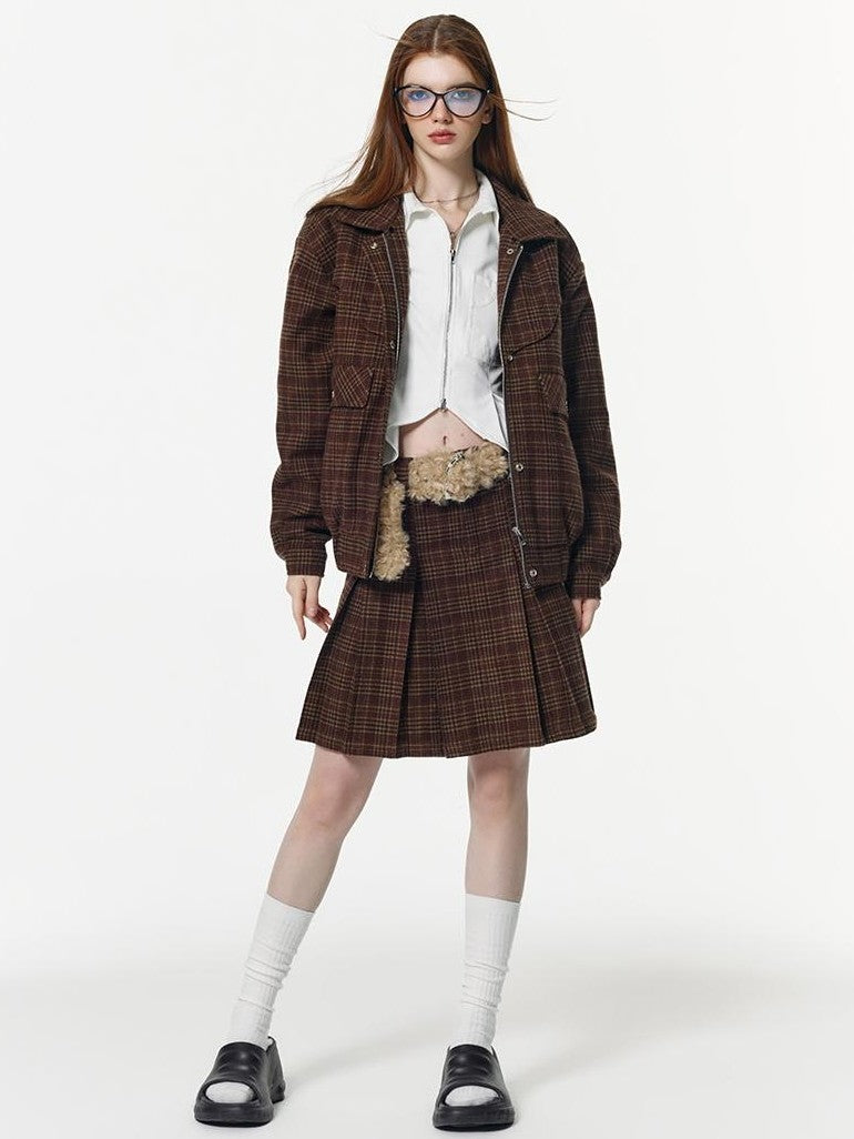Vone SheeE Plaid Quilted Loose Fit Women&