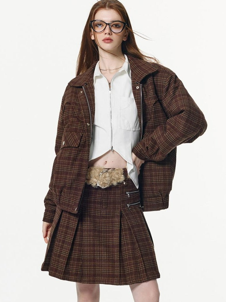 Vone SheeE Plaid Quilted Loose Fit Women&