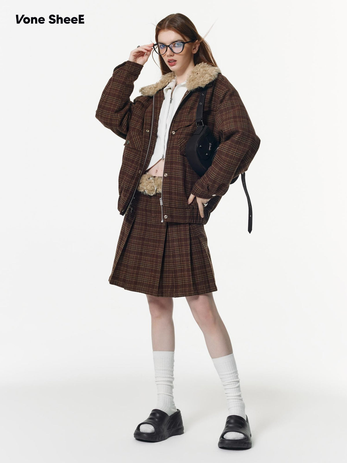 Vone SheeE Plaid Quilted Loose Fit Women&
