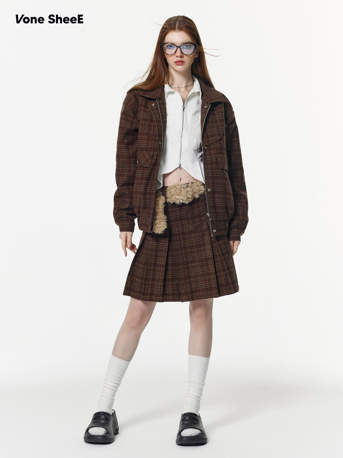 Vone SheeE Plaid Quilted Loose Fit Women&
