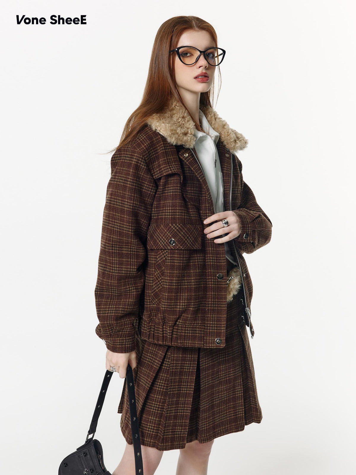Vone SheeE Plaid Quilted Loose Fit Women&