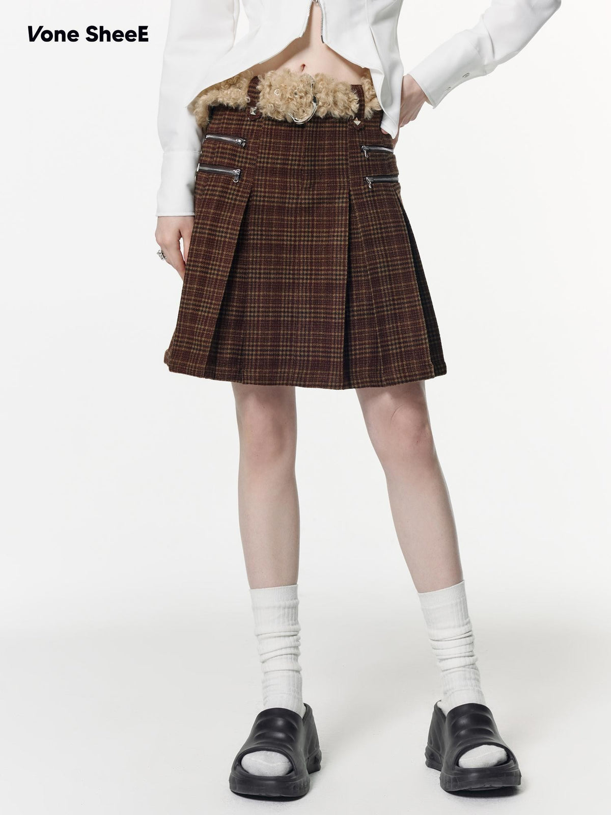 Vone SheeE Plaid Quilted Loose Fit Women&