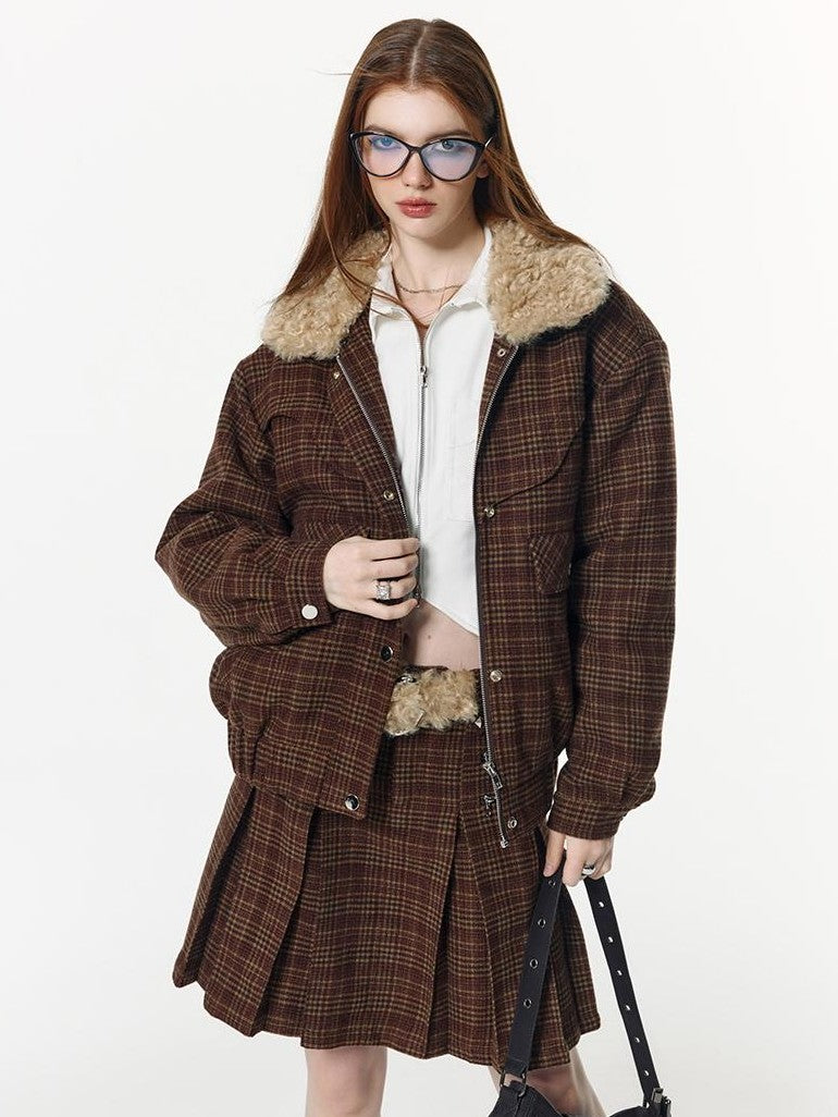 Vone SheeE Plaid Quilted Loose Fit Women&