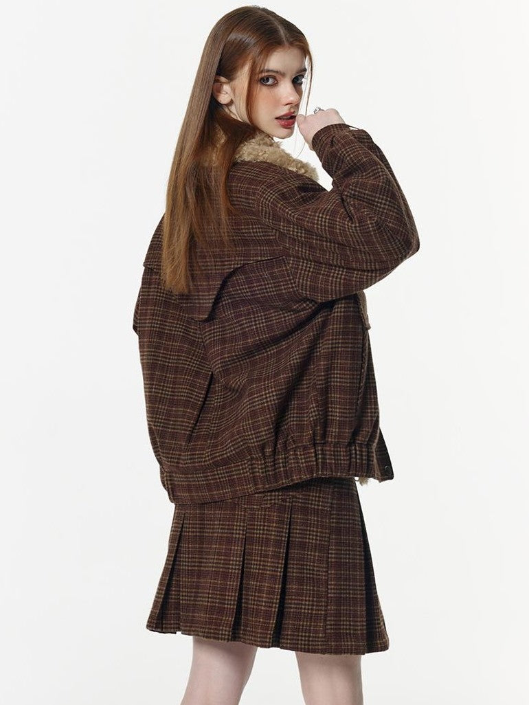Vone SheeE Plaid Quilted Loose Fit Women&