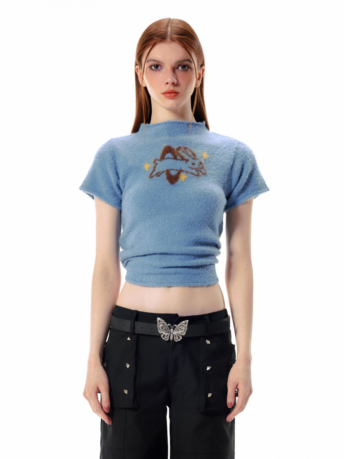 Vone_SheeE_Rabbit_Print_Open_Back_Drawstring_Tie_Short_Sleeve_Women&