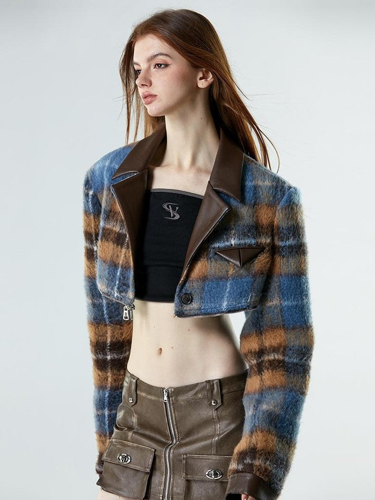 Vone SheeE Removable Two Way Plaid Single Breasted Long Sleeve Women&