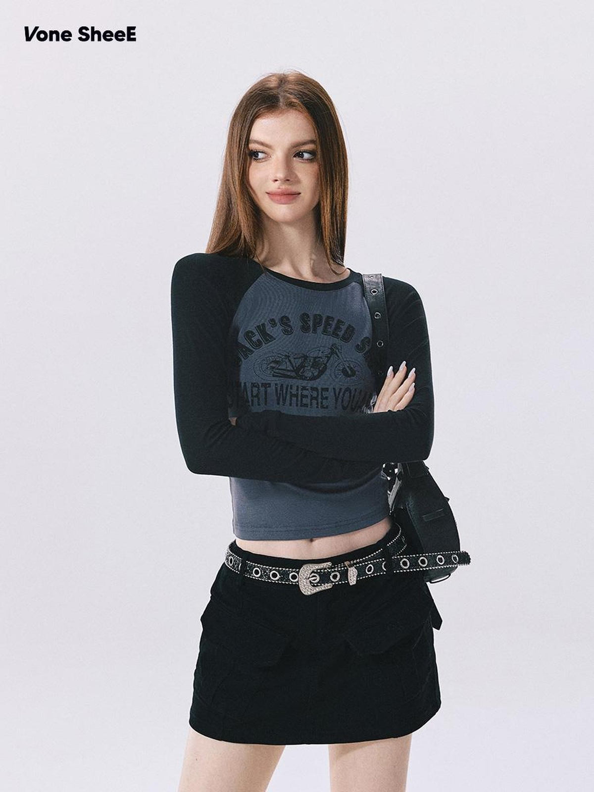Vone SheeE Slim Fit Color Block Raglan Print Women&