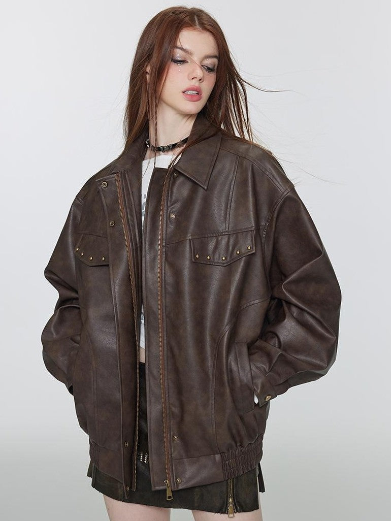 Vone SheeE Studded Cropped American Retro Women&